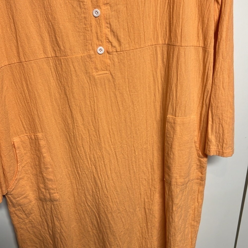 Orange Lightweight Pocket Tunic Dress Coastal Casual Size Medium - Picture 8 of 10